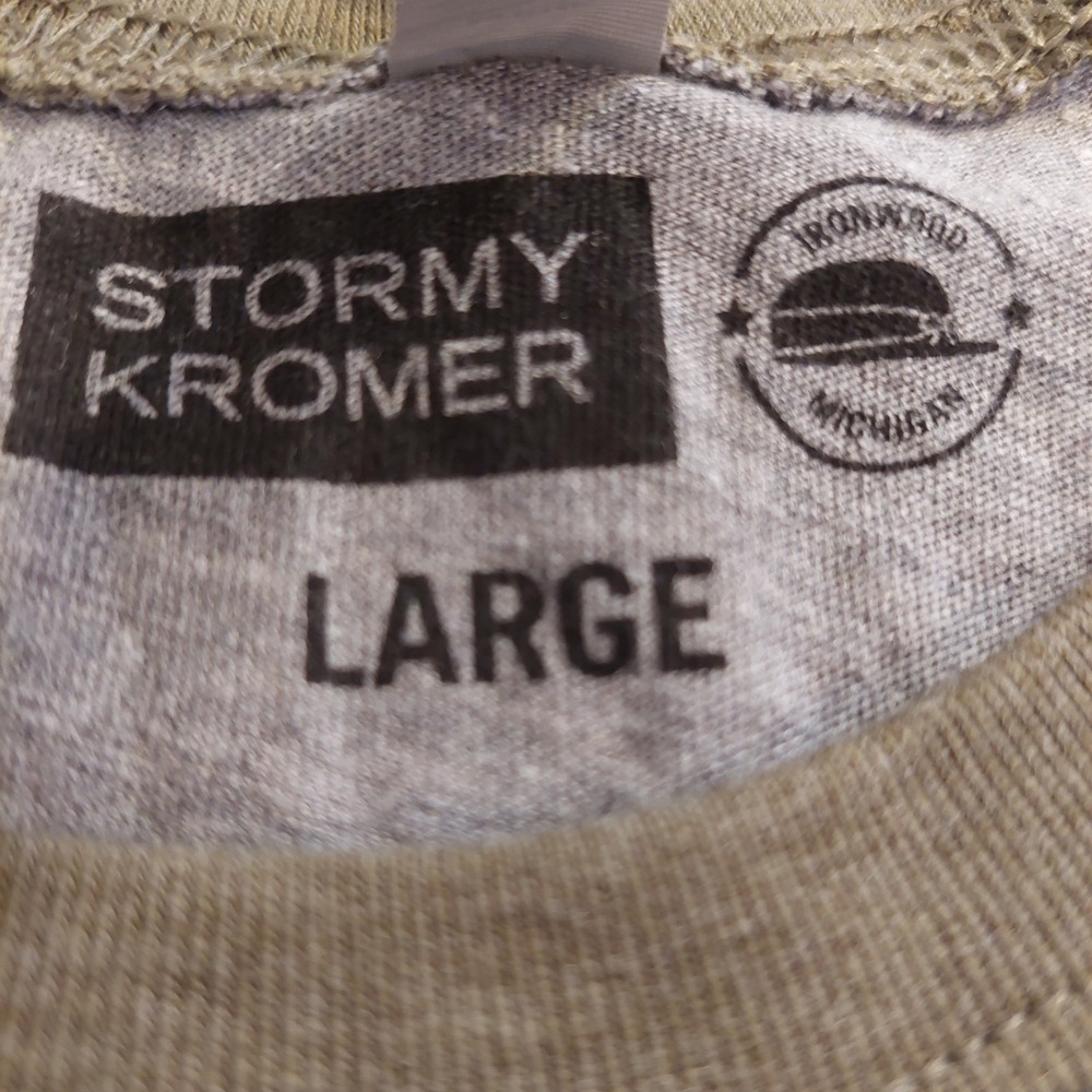 Stormy Kromer Unisex Baseball Tee Gray & Olive Green Cotton/Poly Blend Sz L NEW! - Picture 8 of 10